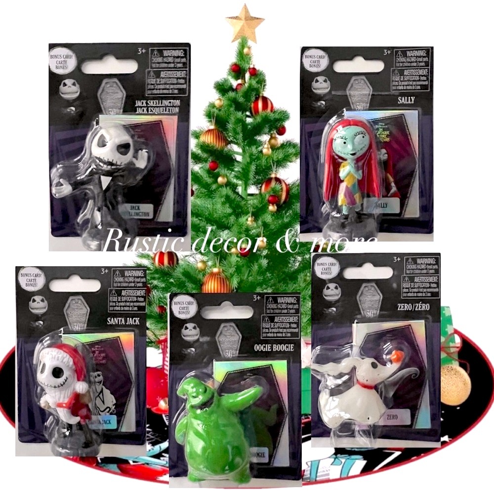 Disney THE NIGHTMARE BEFORE CHRISTMAS Set of 5 Mini Figurines .